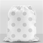 Polka Dots - Gainsboro Gray on White Drawstring Bag (Small)