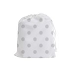 Polka Dots - Gainsboro Gray on White Drawstring Pouch (L)