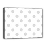 Polka Dots - Gainsboro Gray on White Canvas 16  x 12  (Stretched)