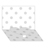 Polka Dots - Gainsboro Gray on White Heart Bottom 3D Greeting Card (7x5)