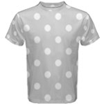 Polka Dots - White on Light Gray Men s Cotton Tee