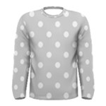Polka Dots - White on Light Gray Men s Long Sleeve T-shirt