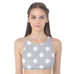 Polka Dots - White on Light Gray Tank Bikini Top