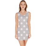 Polka Dots - White on Light Gray Bodycon Dress