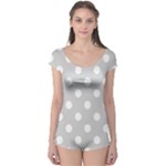 Polka Dots - White on Light Gray Boyleg Leotard (Ladies)