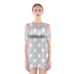 Polka Dots - White on Light Gray Women s Cutout Shoulder Dress