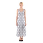 Polka Dots - White on Light Gray Full Print Maxi Dress
