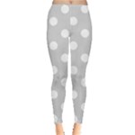 Polka Dots - White on Light Gray Women s Leggings