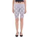 Polka Dots - White on Light Gray Yoga Cropped Leggings