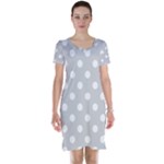 Polka Dots - White on Light Gray Short Sleeve Nightdress