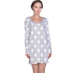 Polka Dots - White on Light Gray Long Sleeve Nightdress