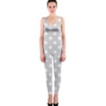 Polka Dots - White on Light Gray OnePiece Catsuit