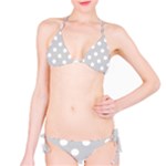Polka Dots - White on Light Gray Bikini Set