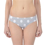 Polka Dots - White on Light Gray Hipster Bikini Bottoms