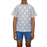 Polka Dots - White on Light Gray Kid s Short Sleeve Swimwear