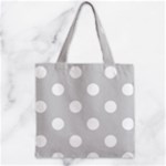 Polka Dots - White on Light Gray Zipper Grocery Tote Bag