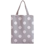 Polka Dots - White on Light Gray Zipper Classic Tote Bag
