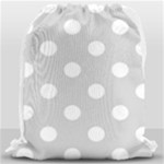 Polka Dots - White on Light Gray Drawstring Bag (Large)