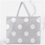 Polka Dots - White on Light Gray Zipper Large Tote Bag