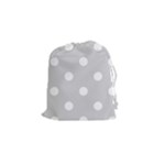 Polka Dots - White on Light Gray Drawstring Pouch (S)