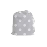 Polka Dots - White on Light Gray Drawstring Pouch (M)