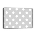 Polka Dots - White on Light Gray Deluxe Canvas 18  x 12  (Stretched)
