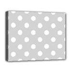 Polka Dots - White on Light Gray Deluxe Canvas 20  x 16  (Stretched)