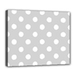 Polka Dots - White on Light Gray Deluxe Canvas 24  x 20  (Stretched)