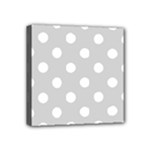 Polka Dots - White on Light Gray Mini Canvas 4  x 4  (Stretched)