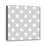Polka Dots - White on Light Gray Mini Canvas 6  x 6  (Stretched)