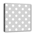 Polka Dots - White on Light Gray Mini Canvas 8  x 8  (Stretched)