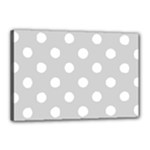 Polka Dots - White on Light Gray Canvas 18  x 12  (Stretched)