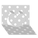 Polka Dots - White on Light Gray Heart 3D Greeting Card (7x5)