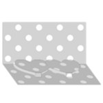 Polka Dots - White on Light Gray Twin Heart Bottom 3D Greeting Card (8x4)
