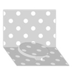 Polka Dots - White on Light Gray Circle Bottom 3D Greeting Card (7x5)