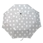 Polka Dots - White on Light Gray Folding Umbrella