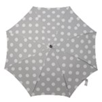 Polka Dots - White on Light Gray Hook Handle Umbrella (Large)