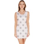 Polka Dots - Light Gray on White Bodycon Dress
