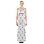 Polka Dots - Light Gray on White Maxi Thigh Split Dress