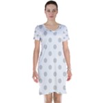 Polka Dots - Light Gray on White Short Sleeve Nightdress
