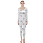 Polka Dots - Light Gray on White Long Sleeve Catsuit