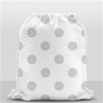 Polka Dots - Light Gray on White Drawstring Bag (Small)