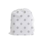 Polka Dots - Light Gray on White Drawstring Pouch (L)