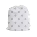 Polka Dots - Light Gray on White Drawstring Pouch (XL)