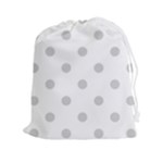 Polka Dots - Light Gray on White Drawstring Pouch (XXl)