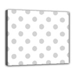 Polka Dots - Light Gray on White Deluxe Canvas 24  x 20  (Stretched)