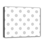 Polka Dots - Light Gray on White Canvas 14  x 11  (Stretched)