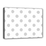Polka Dots - Light Gray on White Canvas 16  x 12  (Stretched)
