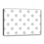 Polka Dots - Light Gray on White Canvas 18  x 12  (Stretched)