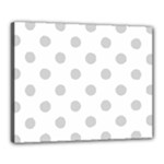 Polka Dots - Light Gray on White Canvas 20  x 16  (Stretched)